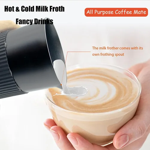 Miniatura 5 de Máquina de café expreso con espumador de leche, olla eléctrica de moka 2 en 1, máquina de café expreso de aluminio con un solo toque, espuma de Negro