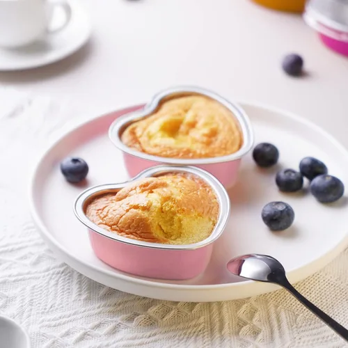 Miniatura 3 de yeload 60 moldes para pasteles en forma de corazón con tapas, mini moldes de aluminio, 3.4 onzas/3.4 fl oz de papel de aluminio desechable, molde