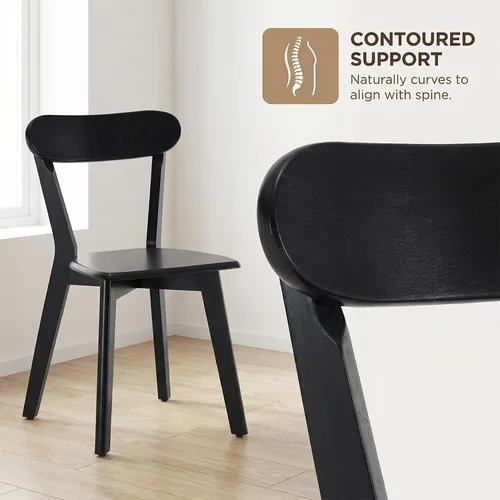 Miniatura 6 de HNY Farmhouse Solid Wood Dining Chairs Set of 2, Mid Century Modern Armless Kitchen & Dining Room Chairs with Curved Back, 300 LBS Capacity, Black