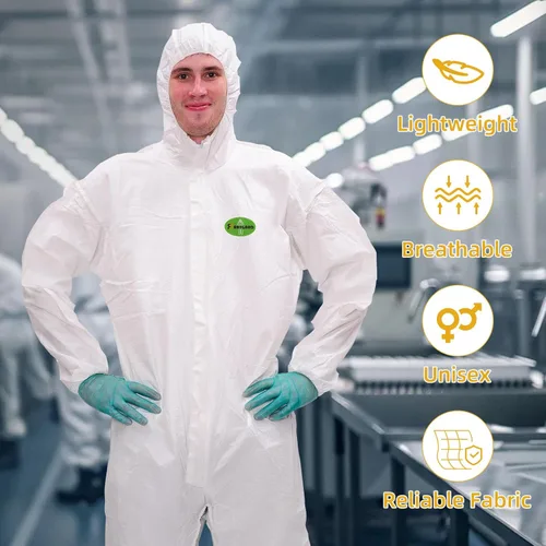 Miniatura 4 de Disposable Coverall with Hood, Tear-Resistant, Latex-Free for Painting, Construction & Industrial Work