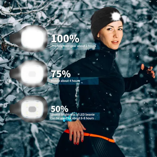 Miniatura 4 de RIDEIWAKE Gorro con linterna frontal recargable, gorro de invierno de punto iluminado para hombres, padres, pesca, camping, regalos para hombres