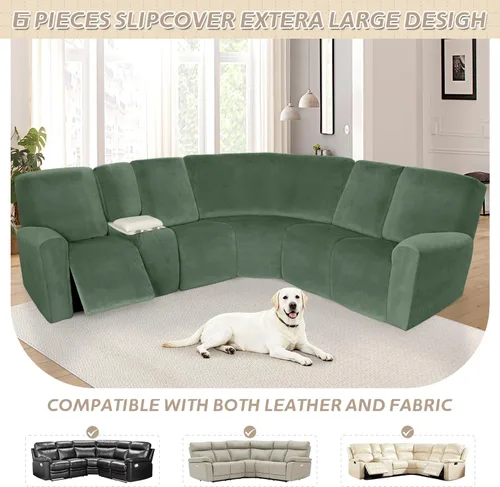 Miniatura 479 de Arfntevss Fundas de sofá seccional reclinable de terciopelo, Funda de sofá seccional de esquina para sofá reclinable, Funda elástica suave