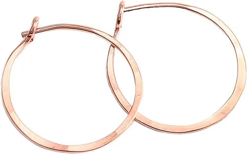 Miniatura 12 de Pendientes de aro delgados martillados, elegantes geométricos de plata de ley maciza, relleno de oro y relleno de oro rosa; para mujeres de Lotus