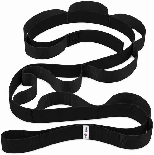 TECEUM Stretching Strap with 10 Loops for Physical Therapy & Rehab | Non-Elastic Yoga Stretch Band for Hamstring, Leg, Hip & Knee Rehab, Pilates,