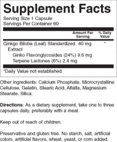 Miniatura 2 de Ginkgo Biloba 40 mg 60 Caps por Nature's Blend