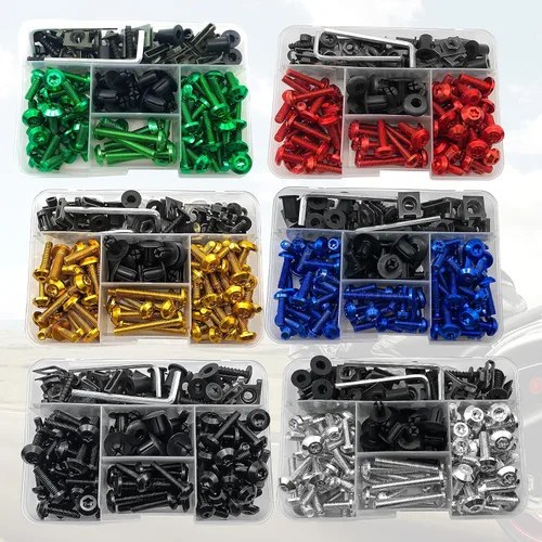 Miniatura 7 de Kit de pernos de carenado de motocicleta mejorados, 195 piezas, tornillos y clips para CBR 600RR 1000RR CBR600 F3 F4 F4i Suzuki GSXR 600 750 1000