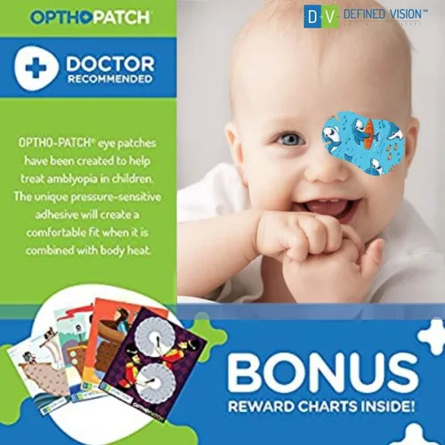 Miniatura 7 de Opthopatch Parches oculares para bebés – Adhesivo extra sensible – Diseño para niños [Serie I] – 40 unidades + 1 tabla de recompensas