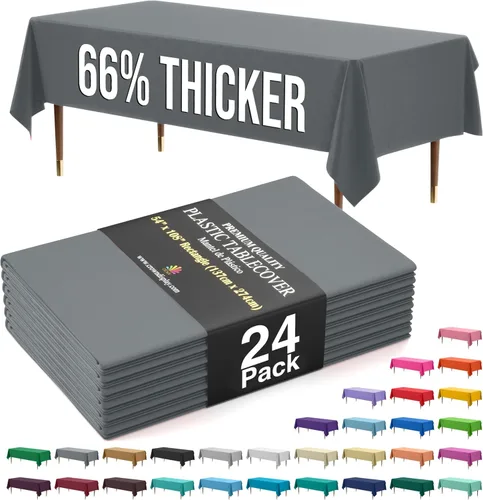 Miniatura 62 de Exquisite 66% Thicker Premium Plastic Table Cloth Rectangle Table Cover 0.5 Mil 6 Pack Aqua Table Cloth 54 Inch x 108 Inch Disposable Tablecloth