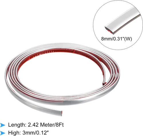 Miniatura 3 de uxcell Moldura flexible autoadhesiva, marco metálico de 8 pies x 0.31 pulgadas, para despegar y pegar, moldura de metal de PVC para pared
