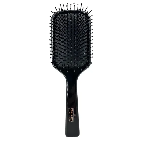 Miniatura 9 de Phillips Brush Luxe Square Paddle - Cepillo de pelo de tamaño pequeño, color negro elegante con detalles dorados, cepillo desenredante de 7 pulgadas
