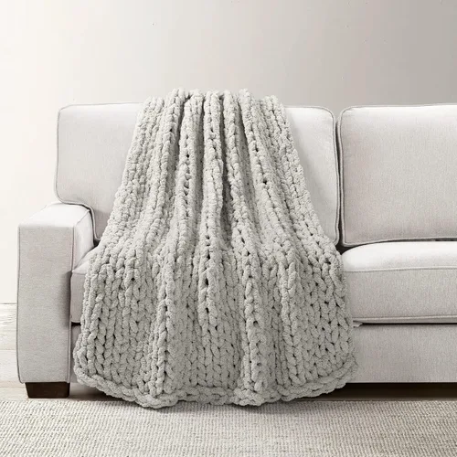 Miniatura 10 de Lush Decor Hygge - Manta o manta de felpilla de punto grueso, ultra suave y acogedora, 72 x 40 pulgadas, marfil