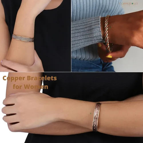 Miniatura 20 de Pulseras de cobre para hombres y mujeres Juego de 3 con caja de regalo Hecho a mano 100% cobre Regalo para mujeres y hombres