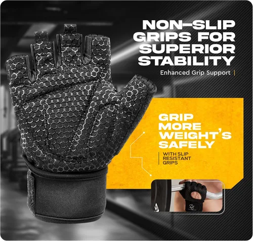 Miniatura 2 de Special Essentials Guantes de entrenamiento para hombres y mujeres, guantes de levantamiento de pesas sin dedos con acolchado antideslizante