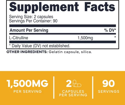 Miniatura 2 de Type Zero Cápsulas de L-citrulina (180 cápsulas) (1500 mg por porción), sin OMG
