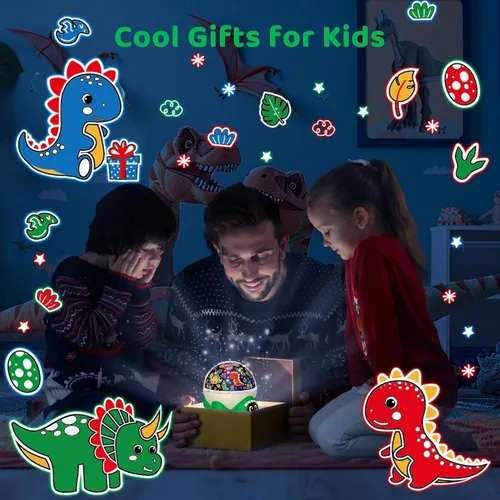 Miniatura 6 de Proyector de luz nocturna de dinosaurio para habitación de niños, lámpara de dino para niño o niña con 10 músicas relajantes y temporizador, control