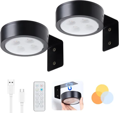 Miniatura 15 de Paquete de 2 luces inalámbricas para cuadros de pared, luz para cuadros recargable que funciona con batería con control remoto, luz regulable