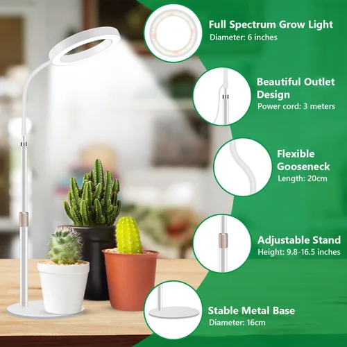 Miniatura 5 de Aumtrly Luces de cultivo para plantas de interior, luz de escritorio de 80 LED de espectro completo para el cultivo de plantas pequeñas, lámpara