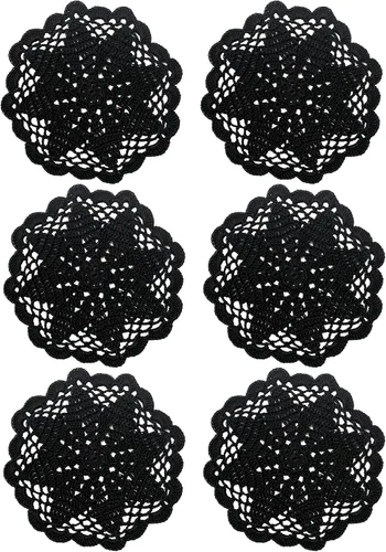 Miniatura 29 de Juego de 2 manteles individuales de encaje con diseño de flores huecas de ganchillo, manteles individuales de encaje para taza de té, aniversario