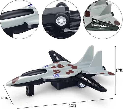 Miniatura 4 de Paquete de 8 juguetes de avión para niños de 3, 4, 5, 6 a 9 años, aviones de metal fundido a presión, aviones de combate, aviones a chet