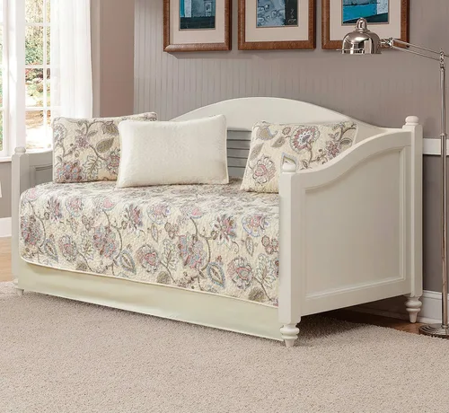 Miniatura 2 de Home Collection Juego de colcha de 3 piezas para cama matrimonial/queen, floral, beige, rosa, azul, gris pardo, verde, flores, hojas de tamaño grande