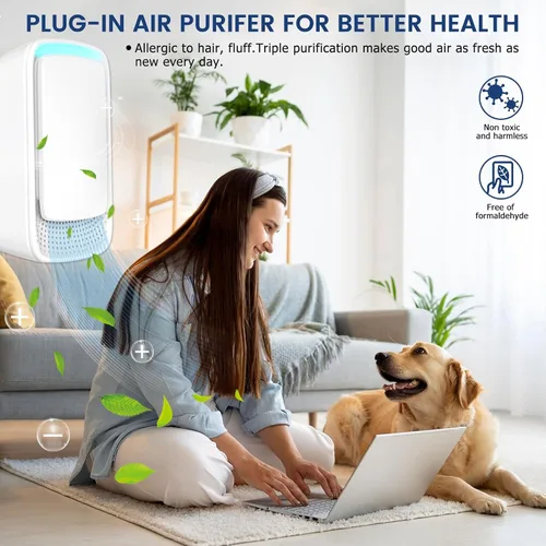 Miniatura 7 de Purificador de aire enchufable, purificador de aire ionizador, tecnología de iones negativos para el hogar, funcionamiento silencioso, purificador