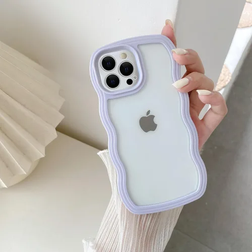Miniatura 28 de QLTYPRI Funda compatible con iPhone 7/8/SE, bonita funda transparente con marco ondulado rizado para niñas y mujeres, funda protectora de TPU