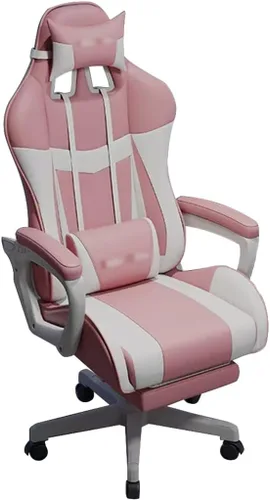 Miniatura 10 de Silla de juegos con reposapiés de 90° a 145° Gran ángulo puede tumbarse, silla ergonómica de carreras con abrazo, carga de 330.7 libras