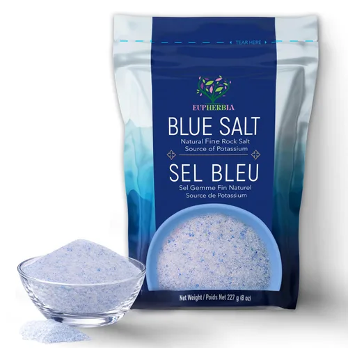 Miniatura 9 de EUPHERBIA Sal azul, gruesa, sal mineral rara, alto potasio, baja en sodio, natural, sin procesar, cosechada a mano, certificado Kosher
