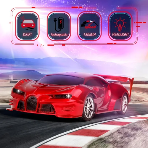 Miniatura 3 de Coche de control remoto recargable de alta velocidad 1/18 RC coches juguetes para niños y niñas, Hobby de carreras de vehículos con faro, regalos