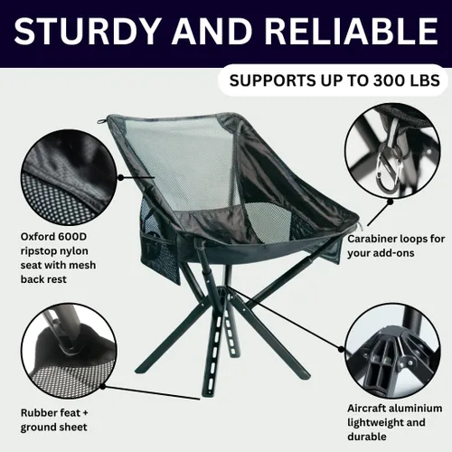 Miniatura 7 de Campster2 - Silla plegable para campamento, silla alta portátil, capacidad de 265 libras, esenciales para acampar en la playa, senderismo