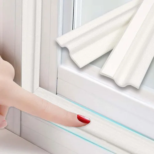 Tira de sellado meteorológico para ventana de 118 pulgadas, tira de sellado para puerta para parte inferior y lateral de la puerta - Blanco, espuma