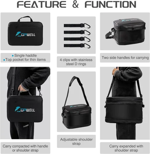 Miniatura 5 de UPWELL Accesorios para tablas de remo – Bolsa impermeable de SUP Cooler Deck Bag, PVC Dry Bag, 30 latas Surf Kayak Cooler Negro