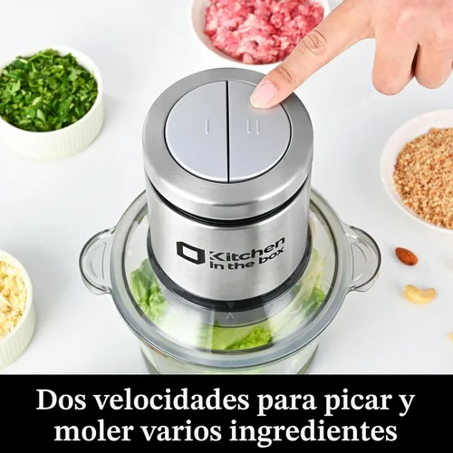 Miniatura 6 de Kitchen in the box Mini procesador de alimentos, picadora eléctrica de carne y picadora de alimentos con potente picadora de verduras de 400W - Un