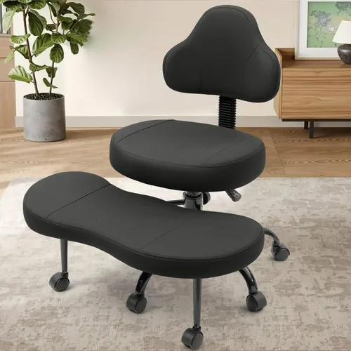 AtHope Silla de oficina con patas cruzadas, silla de escritorio entrecruzada, asiento de yoga para meditación para TDAH con altura ajustable, Negro