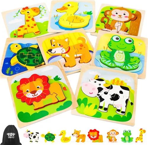 TOY Life - Rompecabezas de madera para niños de 1 a 3 años, rompecabezas para niños, rompecabezas para bebés, juguetes Montessori para niños y niñas