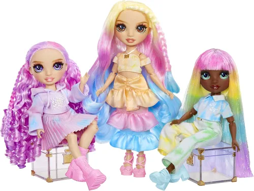 Miniatura 6 de Rainbow High Muñeca de moda DIY para crear con acuarelas y crear con kit de tie-dye lavable, ojos verdes, cabello largo y liso, top y zapatos