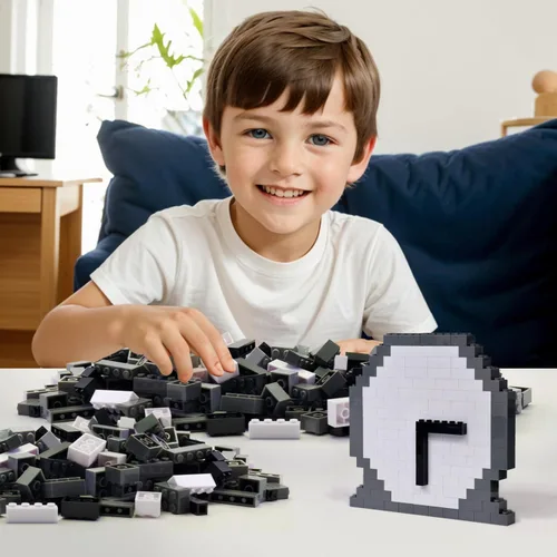 Miniatura 2 de Ladrillos de construcción de 1000 piezas en negro, gris oscuro, gris claro y blanco, bloques de construcción clásicos generales juguetes para niños