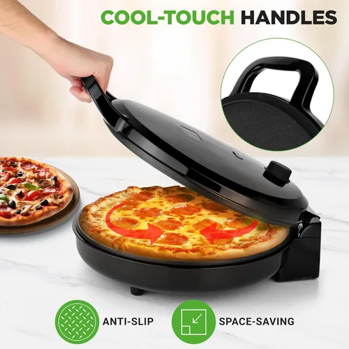 Miniatura 5 de NutriChef Máquina de pizza para encimera Cocina eléctrica antiadherente de 1500 W Haz pizzas personales de 12 pulgadas, huevos, tostadas