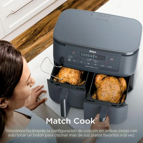 Miniatura 4 de Ninja Freidora de aire Foodi con termómetro Smart Cook Freír al aire 6 en 1, asar, hornear, deshidratar y más DualZone™ Match Cook & Smart