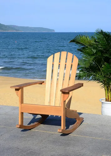 Miniatura 6 de Safavieh PAT7042A Colección Brizio Silla mecedora Adirondack de teca para exteriores Natural
