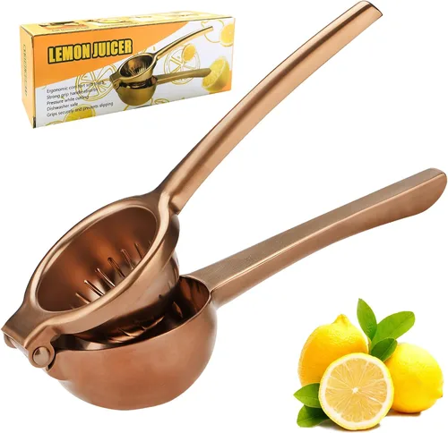 SHIKORI Exprimidor de limón, exprimidor grande y resistente para limón, exprimidor de cítricos de acero inoxidable, herramienta de barra exprimidora