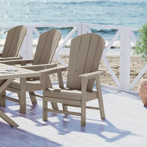 Miniatura 35 de WestinTrends Malibu Outdoor Patio HDPE Adirondack Silla de comedor para patio, color negro