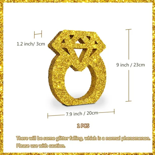 Miniatura 5 de Decoraciones de compromiso, anillos de diamantes con purpurina dorada, centros de mesa para decoración de mesa, decoraciones de despedida