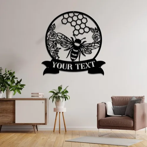 Miniatura 3 de MeMate Letrero de jardín para personalizar, letrero de granja de abejas, letrero de metal con nombre personalizado para amantes de las abejas