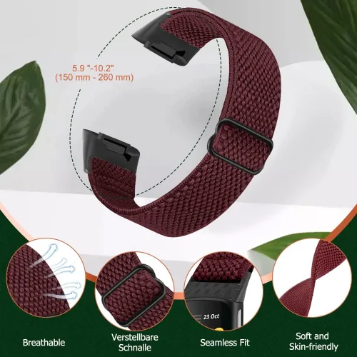 Miniatura 2 de enkic Bandas elásticas de nailon compatibles con Fitbit Charge 5, paquete de 4 correas elásticas suaves y ajustables, transpirables, correa