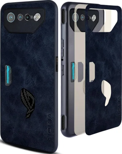 AIORIA Funda de cuero premium para Asus ROG Phone 7, diseño retro, funda protectora completa para Asus ROG Phone 7 5G (azul oscuro)
