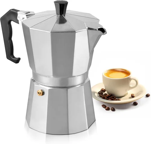 Miniatura 11 de Mixpresso Cafetera Moka Cubana Negra de 3 Tazas, Cafetera Moka para Gas, Estufa Eléctrica, Cafetera Italiana Clásica, Cafetera Espresso para Estufa