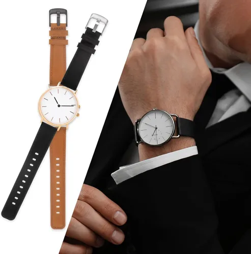 Miniatura 7 de HARFINGTON Correa de reloj de cuero genuino de liberación rápida para hombres y mujeres