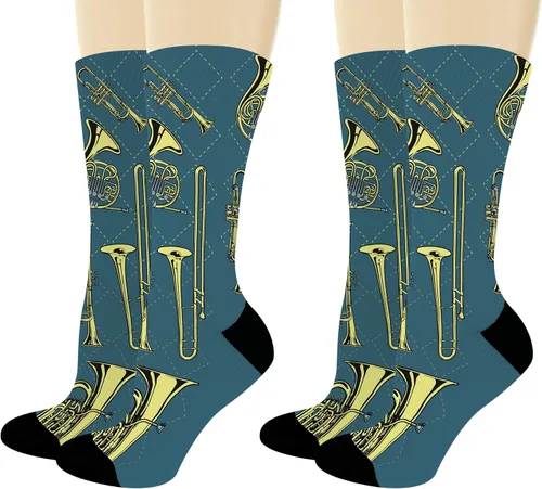 Música Relacionados Regalos Instrumentos de Latón Calcetines Música Temática Regalos para Músicos Novedad Crew Calcetines