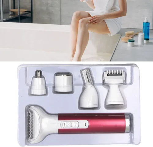 Miniatura 3 de ZJchao para mujeres, 5 en 1 para depilación de dama, impermeable, mini recortadora eléctrica de pelo púbico para piernas, brazo, axila, línea